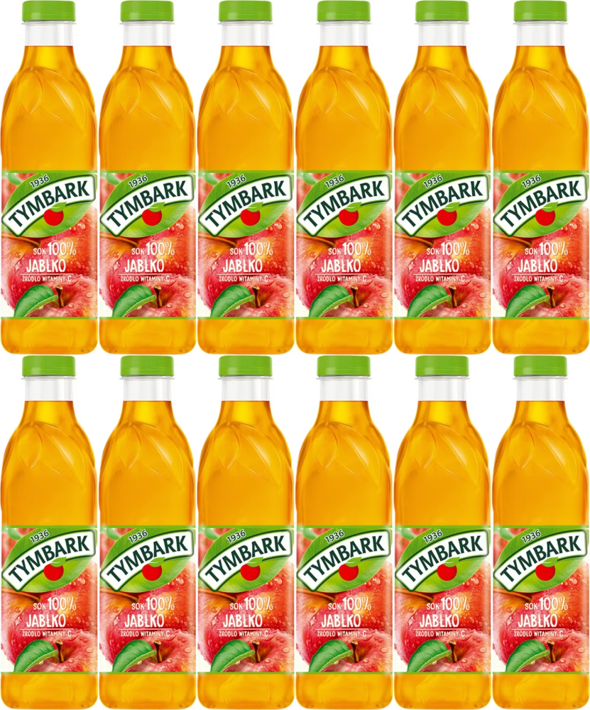 12x Sok jabłkowy Tymbark, butelka PET, 1l, KAUCJA