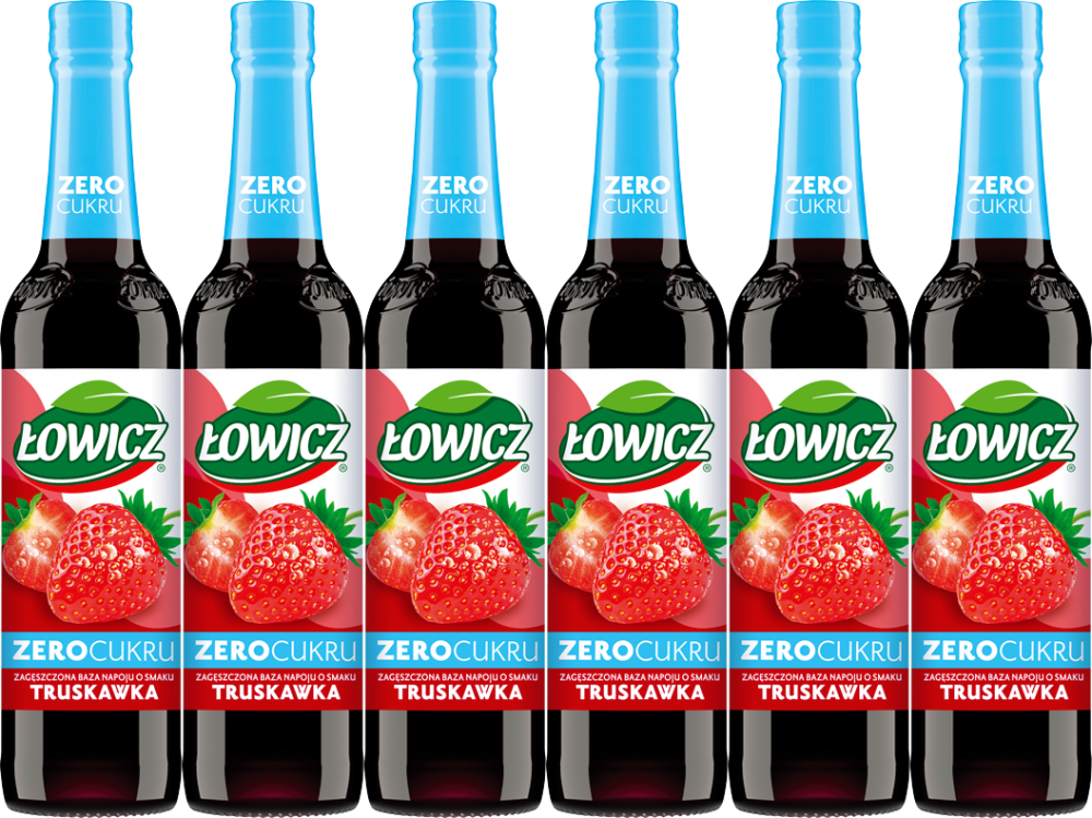 6x Syrop Łowicz, Zero Cukru, truskawkowy, 400ml