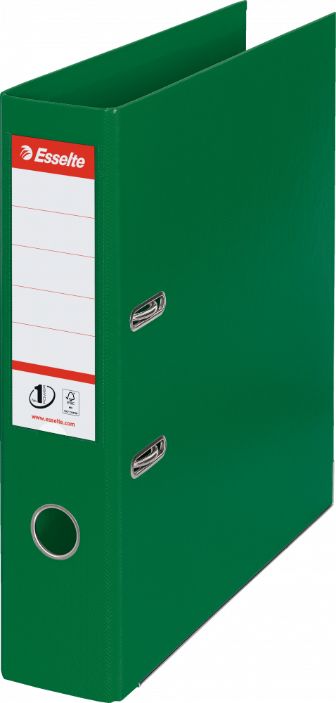 Segregator A4 Esselte No.1 Power, 75mm, do 500 kartek, 30% PP z recyklingu, zielony