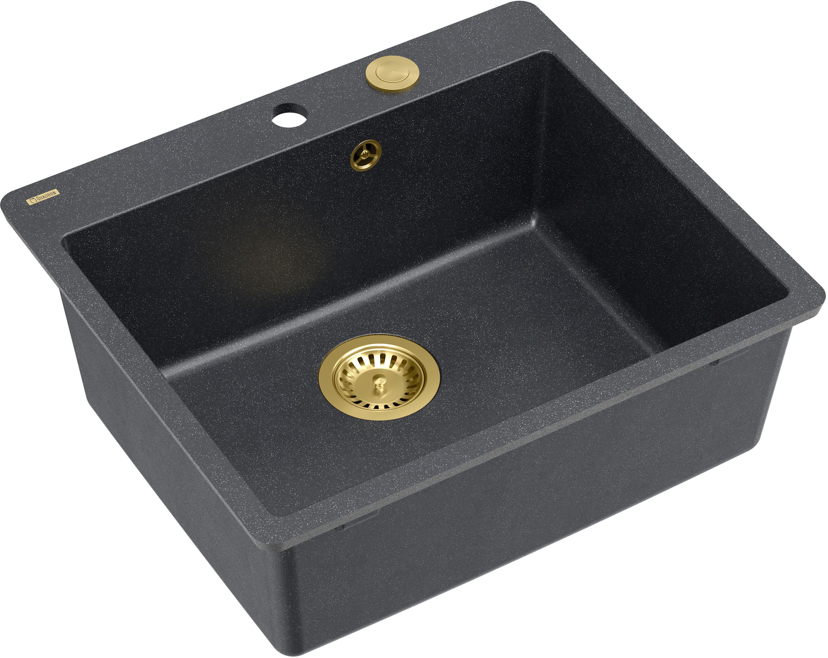 Quadron Morgan 110 FM zlewozmywak 56,5x49,5 cm GraniteQ black diamond/elementy złote HB8304U8-FM_G1_P2O