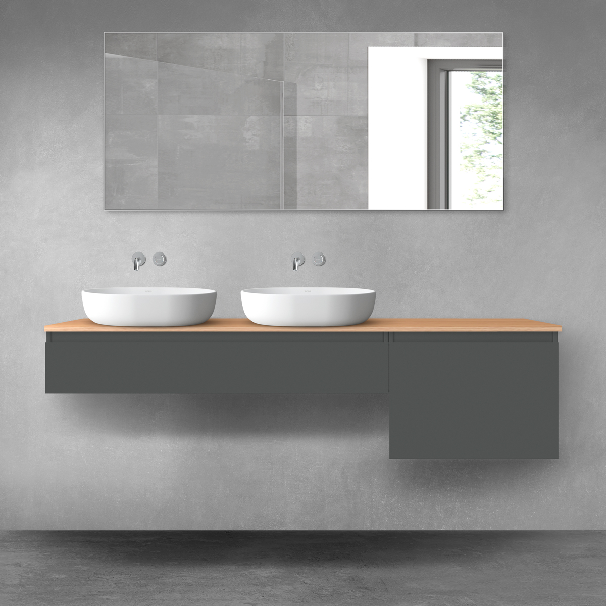 Oltens Vernal zestaw mebli łazienkowych 180 cm z blatem grafit mat/dąb 68604400