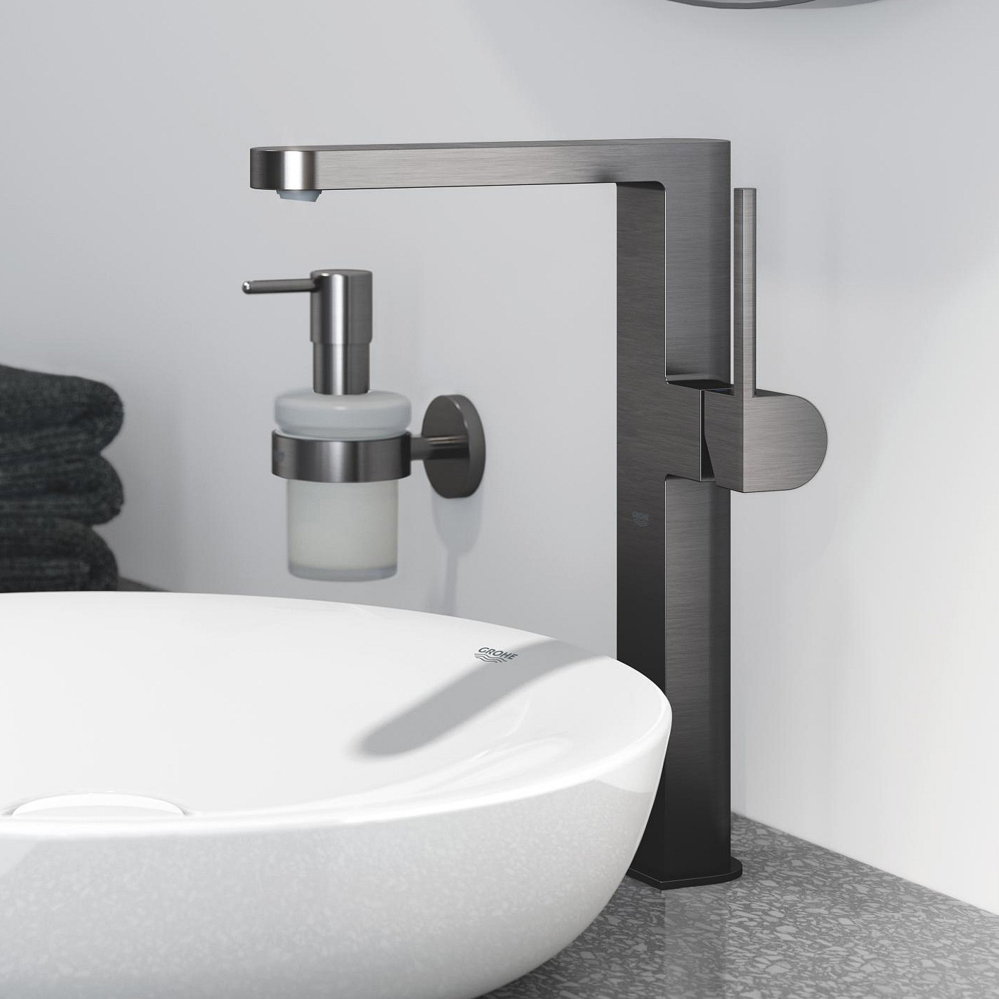 Grohe Plus bateria umywalkowa stojąca Brushed Hard Graphite 32618AL3
