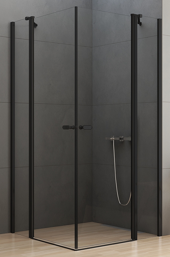 New Trendy New Soleo Black kabina prysznicowa 100 cm kwadratowa czarny mat/szkło przezroczyste K-0556