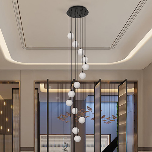Kaja Aspen lampa wisząca 13x10 W biała-czarna KP-29