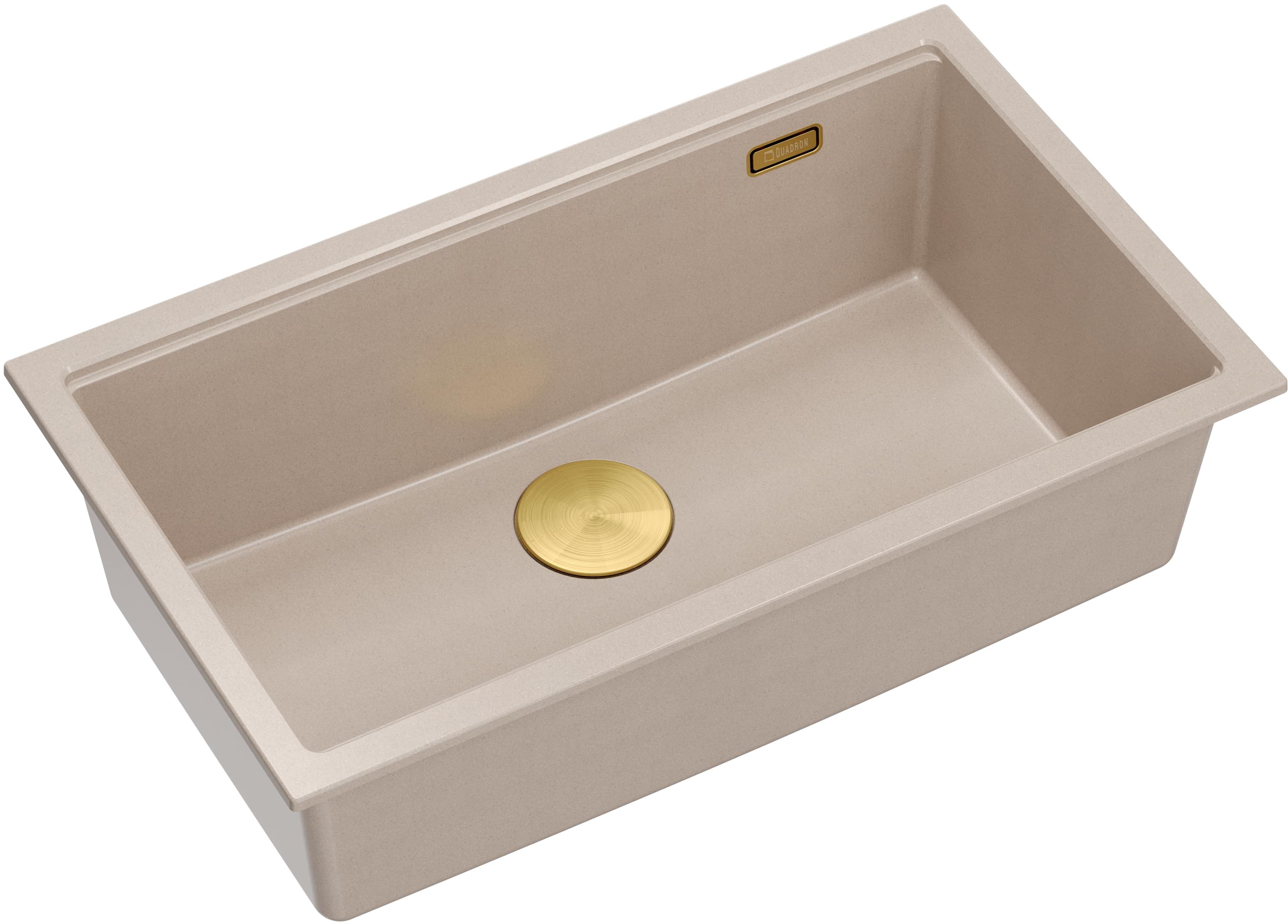 Quadron Logan 110 zlewozmywak GraniteQ 76x45 cm beż/elementy złote HQD7644U2_PVDG1_U