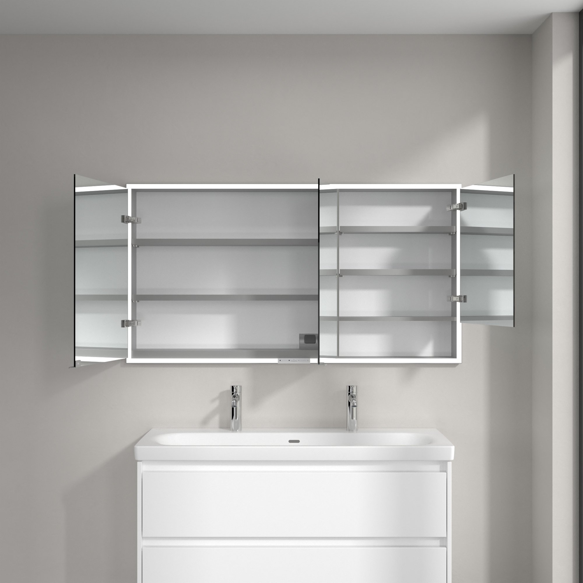 Villeroy & Boch My View+ szafka 140x16,8x75 cm z lustrem do zabudowy Pure White A48214VF