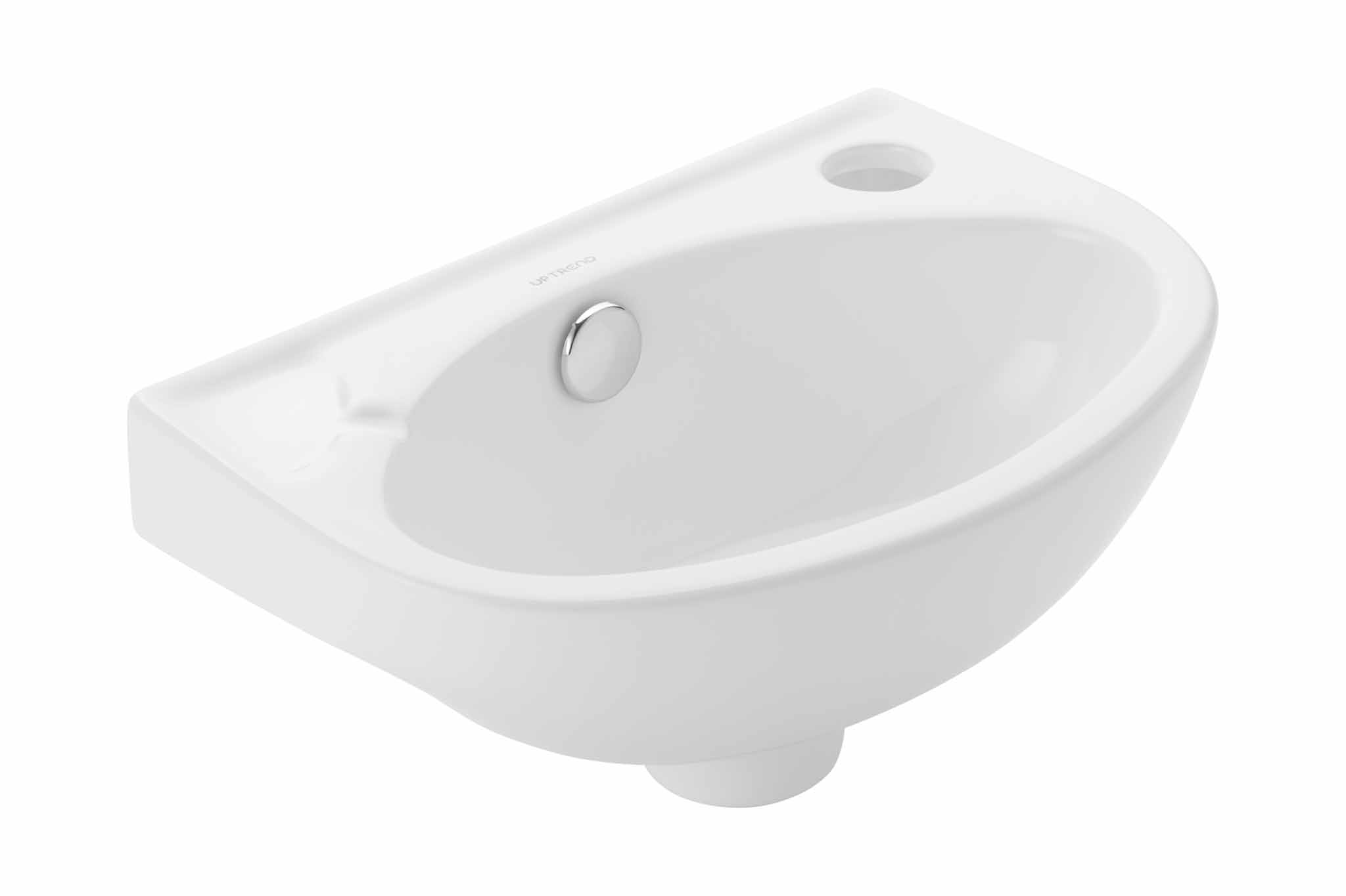 Uptrend Ines umywalka 36x24 cm ścienna półokrągła biały połysk TR41203 - Wysyłka w 24h