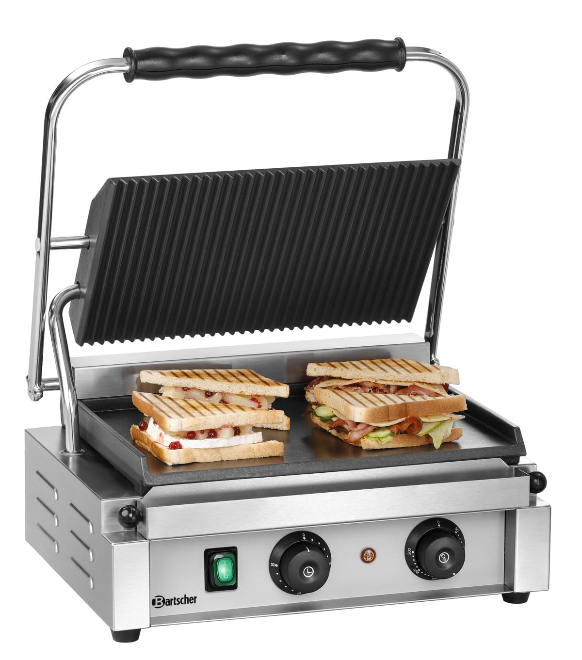 Grill kontaktowy, panini gładko-ryflowany z timerem Bartscher