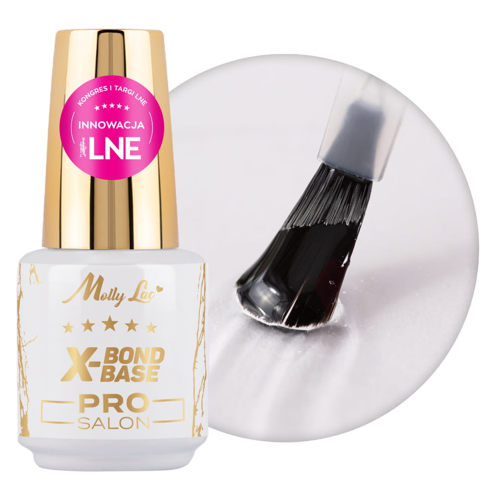 Baza wcierka baza zwiększająca przyczepność manicure pedicure X-Bond Base Pro Salon MollyLac HEMA/Di-HEMA Free Clear 15 gram