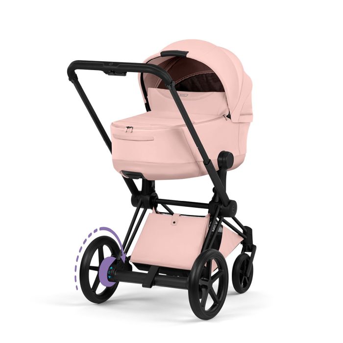 Cybex e-Priam 5.0 Style - elektryczny wózek głęboko-spacerowy 2w1-Peach Pink-Matt Black (with black leather)