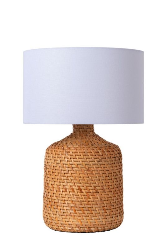 Lampka stołowa Lucide Arrah brązowo-biała 1 x E27 x 40W IP20 wym: 50 x 35 x 35 cm wiklina / rattan / słoma - 1 szt.