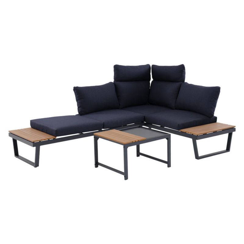 Zestaw Mebli Ogrodowych Mirpol 4 os Blat z Poliwood Aluminium i Stal , Granatowy 1 szt.