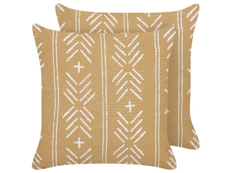 Zestaw 2 poduszek dekoracyjnych Banyan Bawełna 45 x 45 cm Piaskowy Wzór geometryczny 1 par.