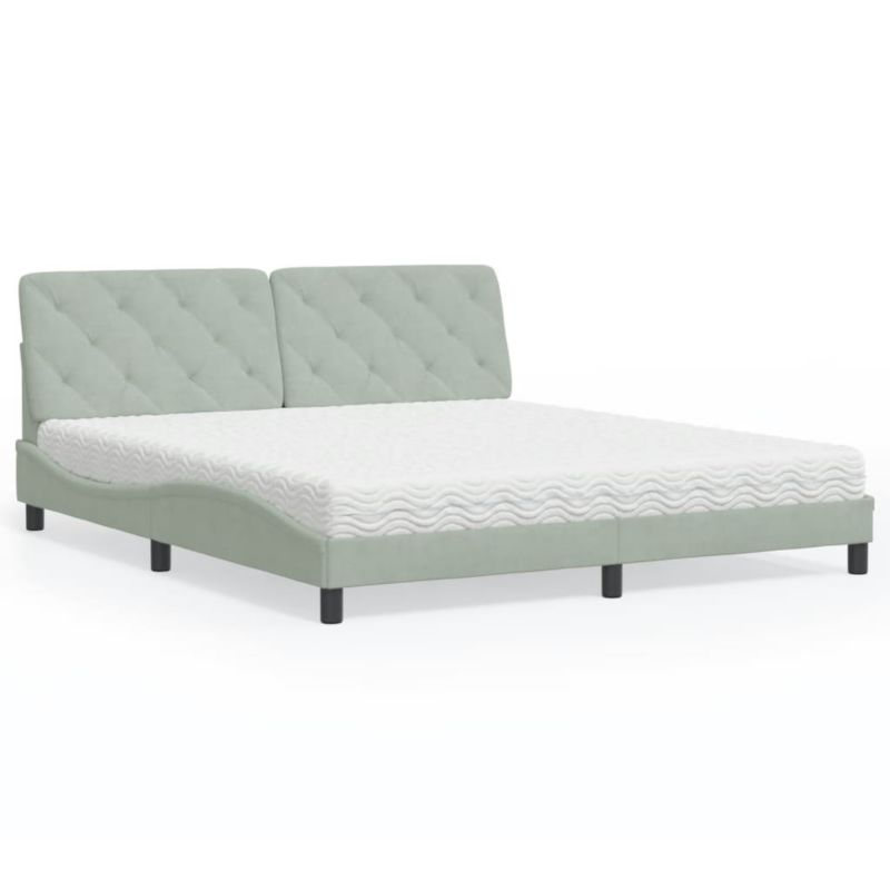 Łóżko z materacem jasnoszare aksamit WaszeMeble 180x200 WM-3208670 1 szt.