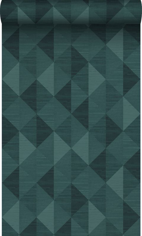tapeta flizelinowa z ekoteksturą Origin Wallcoverings tkanina z trawy w graficznym motywie 3D petrol blue 50 x 900 cm - 1 rol.