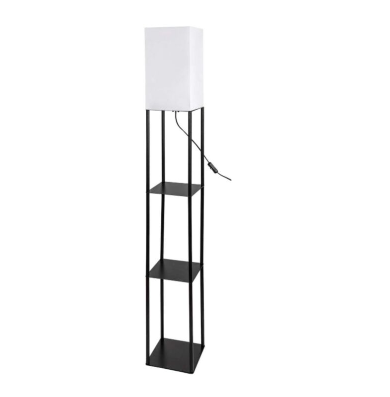 Lampa podłogowa stojąca Rabalux Bronn czarno-biała z półką 1 x E27 x 20W wym: 150 x 22 x 22 cm - 1 szt.