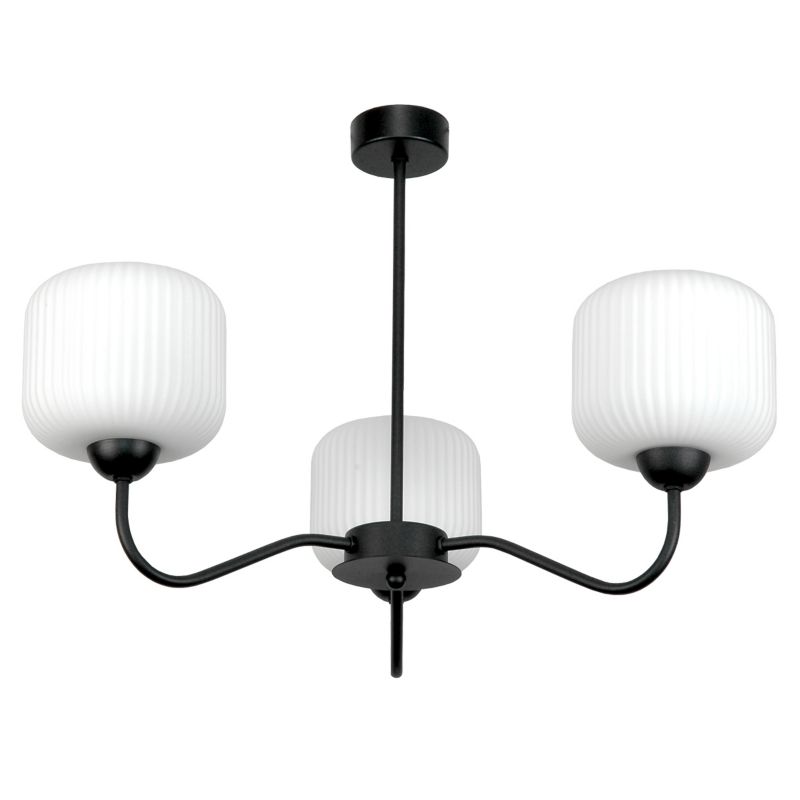 Lampa sufitowa EDYLIT żyrandol 3xE27 loft białe klosze czarna BELINDA 15-402 1 szt.