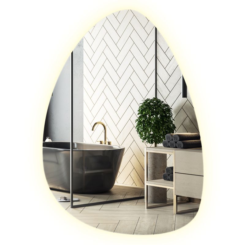 Dekoracyjne Ścienne Lustro LED Wallfluent 64x90 cm Asymetryczny Kształt 4000K 1 szt.
