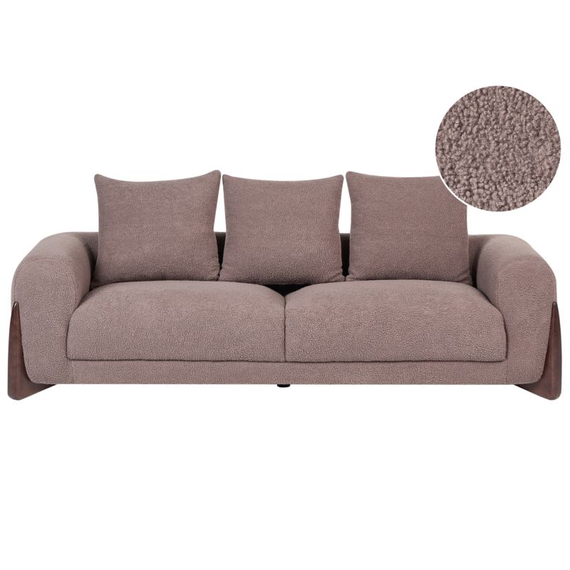 Sofa dla 3 osób Vinliden Boucle Brązowy 1 szt.