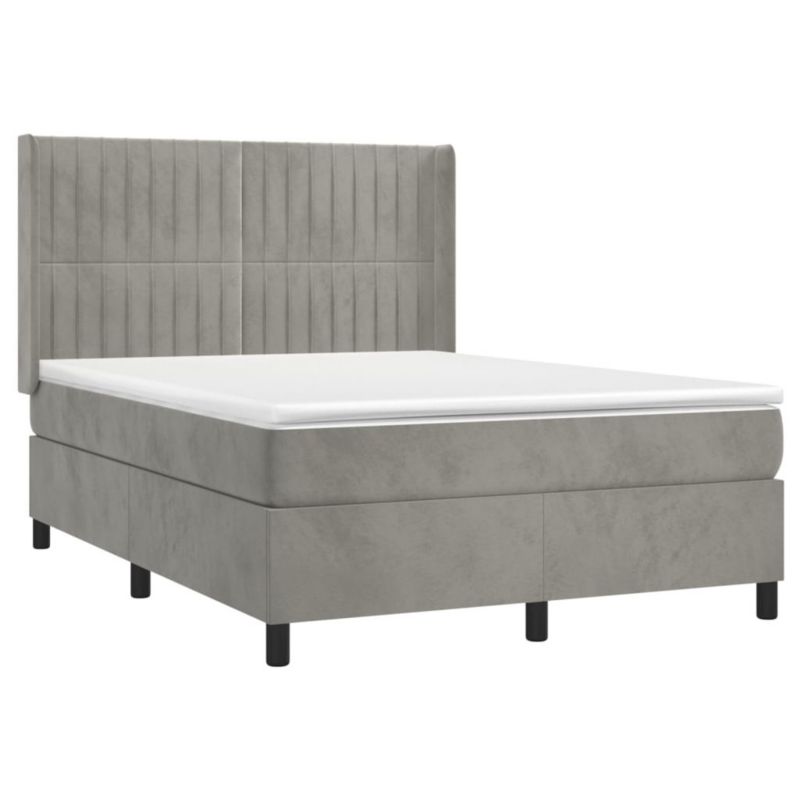 Łóżko kontynentalne WaszeMeble 140x190 cm jasnoszare WM-3139679 1 szt.