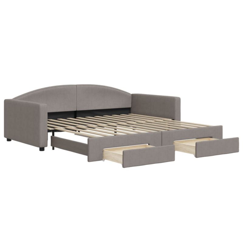 Sofa rozkładana WaszeMeble 100x200 cm Taupe tkanina z szufladami WM-3197232 1 szt.