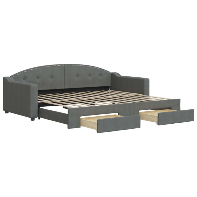Sofa rozkładana WaszeMeble 90x200 cm Ciemnoszary tkanina z szufladami WM-3197567 1 szt.
