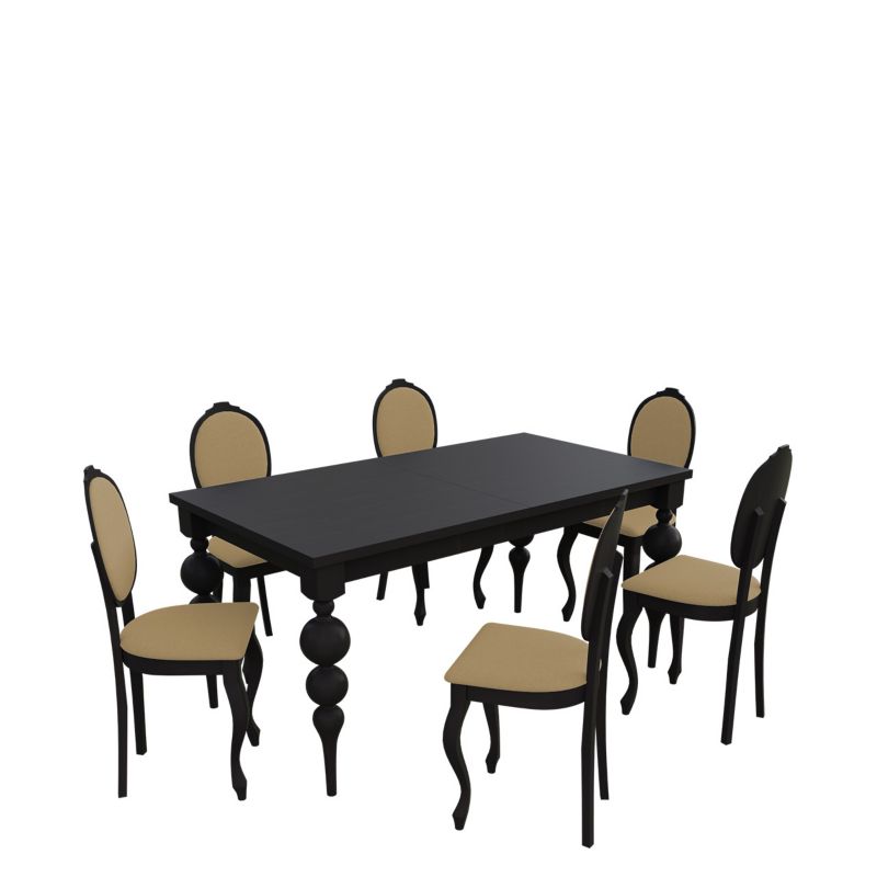 Zestaw RO40 MIRJAN 24 Stół rozkładany S38 90x160/215 + 6 krzeseł K76 wenge + piaskowy 1 kpl.
