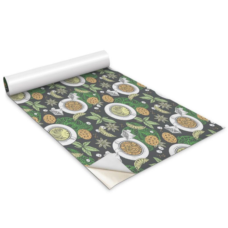 Okleina Meblowa Wallfluent 100x50 cm Kawa i herbata Folia Na Meble I Szafki 1 rol.