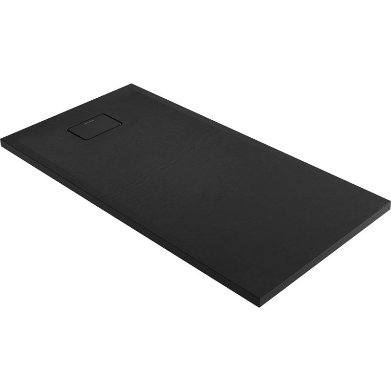 Brodzik prostokątny Oltens Bergytan 140x70 cm czarny mat RockSurface, antypoślizgowy, 1 szt.