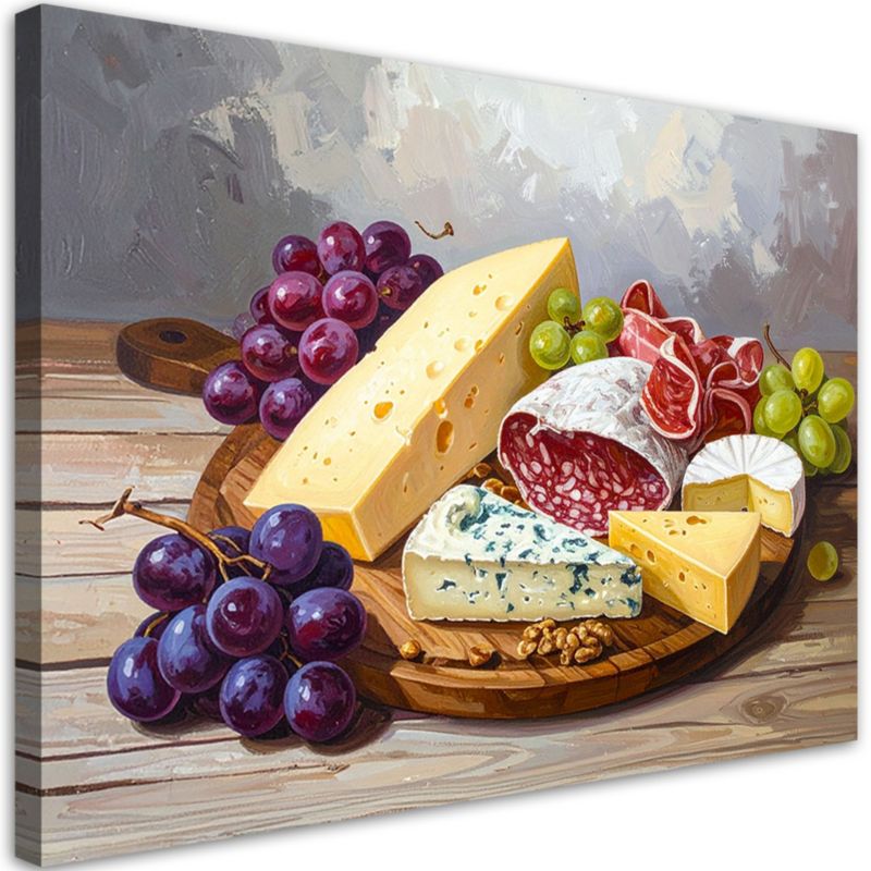 Obraz do kuchni jadalni restauracji Feeby Deska wędlin serów winogron 60x40cm 1szt