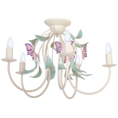 Lampa sufitowa wisząca Luminex Summer kremowo-zielona-różowa wym: 38 x 60 x 60 cm 5xE14 x 15W 1 szt.