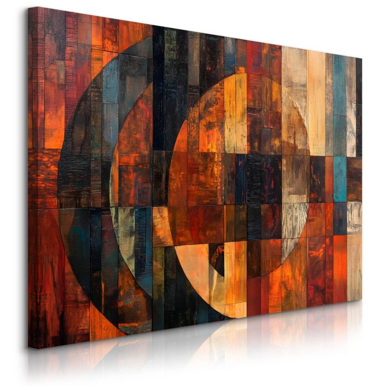 Obraz Muralo Abstrakcja Dekoracyjne Okręgi Imitacja Drewna 90x60 cm 1 szt.