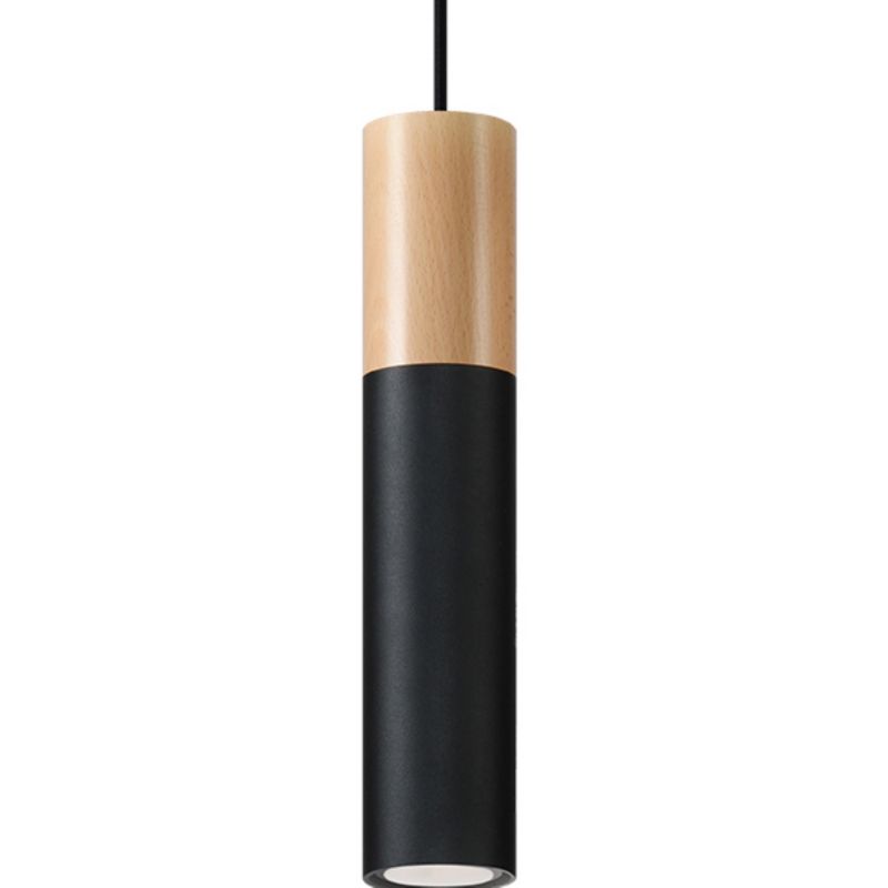 Lampa sufitowa Pure Lume MARCOS czarna-naturalne drewno 1xGU10x12W IP20 wym:100x8x8cm - 1 szt.