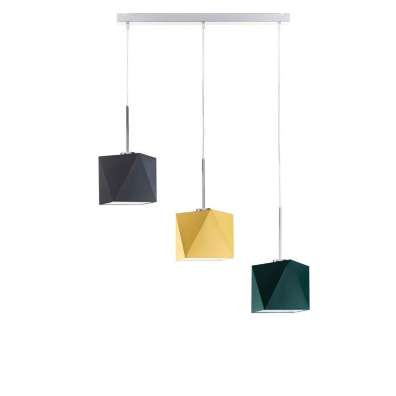 Lampa wisząca zwis Volta Light Factory żyrandol sufitowa z abażurami diament Grafitowy, zieleń, musztardowy BELARUS Z3 1szt.
