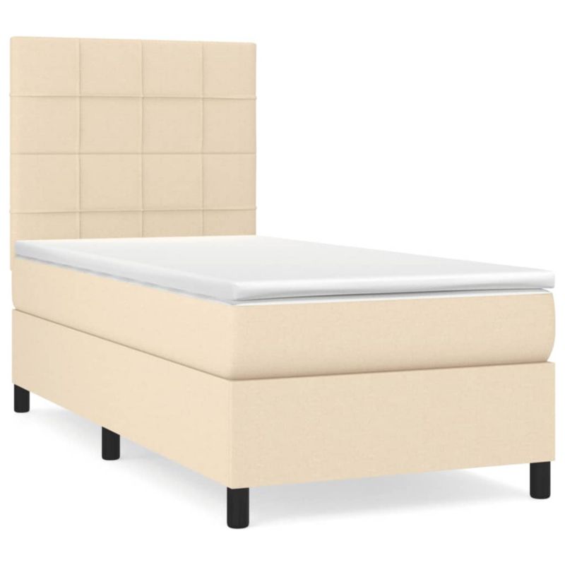 Łóżko z materacem WaszeMeble 90x190 cm Kremowy tkanina WM-3141742 1 szt.