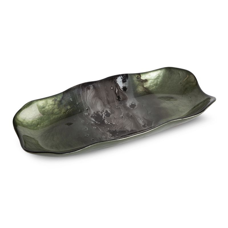 Patera szklana Eurofirany 32 x 17 x 4 cm zielona stalowa 1 szt.