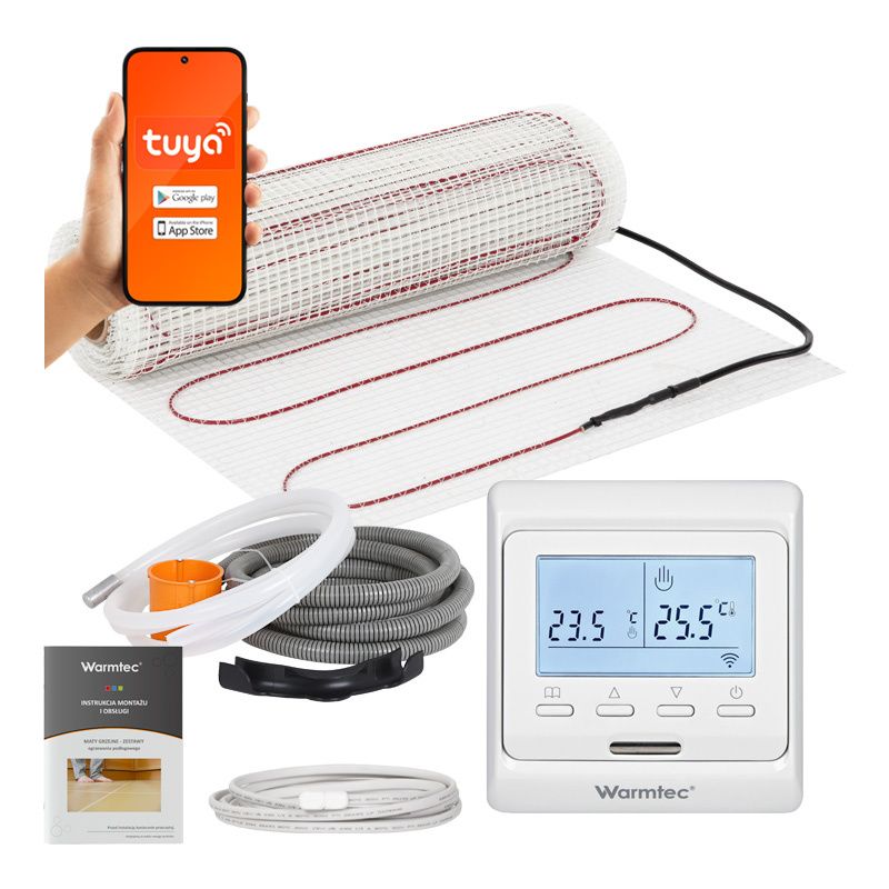 Mata grzewcza grzejna pod płytki Warmtec 1m² 160W/m² zestaw biały regulator DSH-10/T510 1szt.