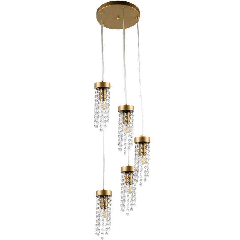 Lampa wisząca Polux Gea 6301 złoto-przezroczysty kryształowa 5xE27 x 1 szt.