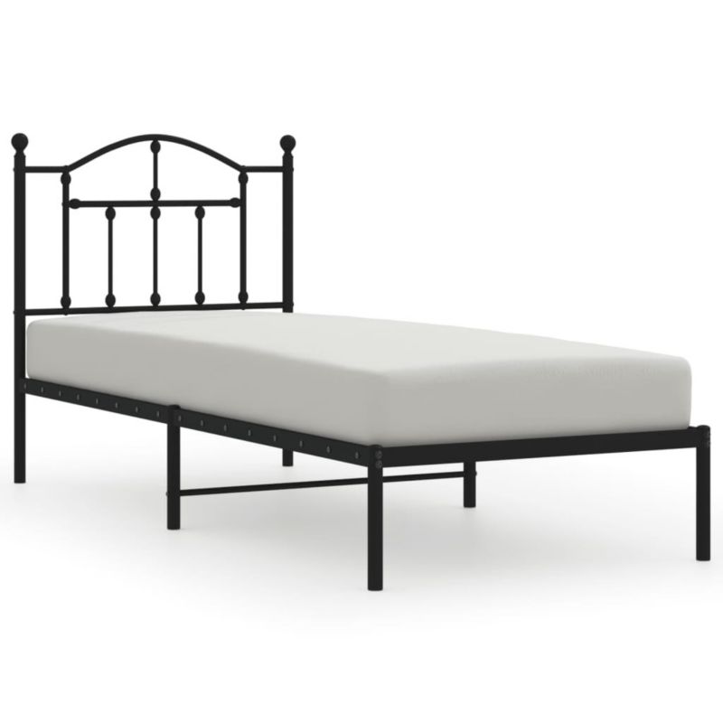 Łóżko metalowe WaszeMeble 90x200 cm z wezgłowiem czarne 1 szt.