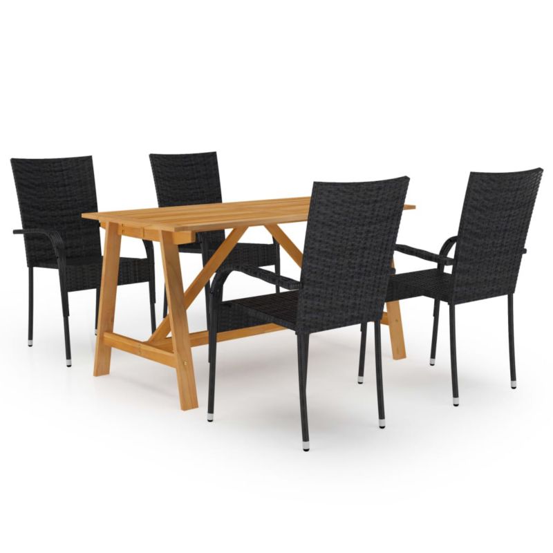 Zestaw mebli ogrodowych jadalniany WaszeMeble 4-osobowy polirattan czarny WM-3068750 1 kpl