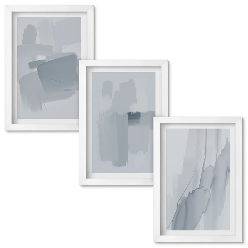 Obraz Ścienny Zestaw Wallfluent Abstrakcyjne akwarelowe sztuki Biała rama 20x30cm 3 szt.