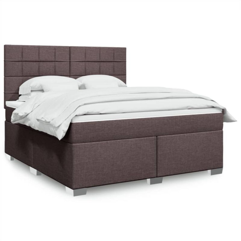 Łóżko z materacem WaszeMeble 180x200 cm Ciemny brąz tkanina z LED WM-3292870 1 szt.
