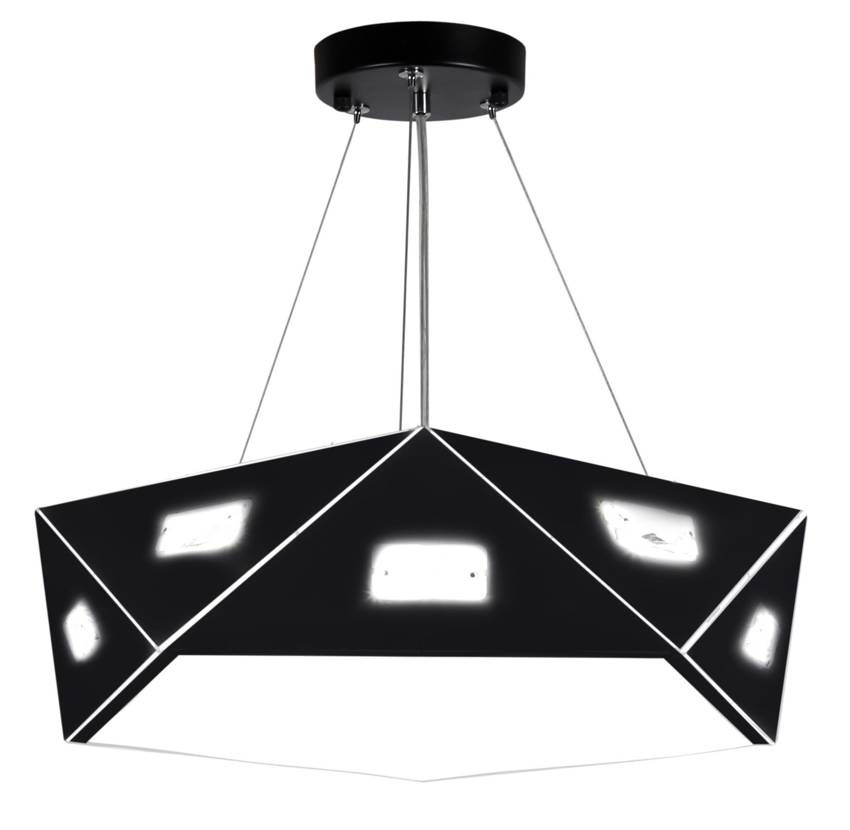 Czarna lampa wisząca pięciokątna regulowana do salonu NEMEZIS 3xG9
