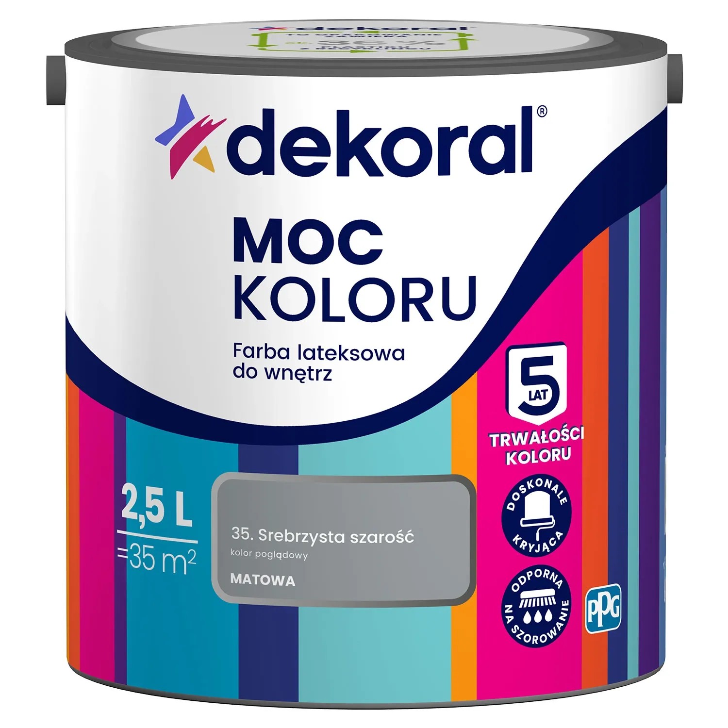 Farba Dekoral Moc Koloru srebrzysta szarość 2,5 l