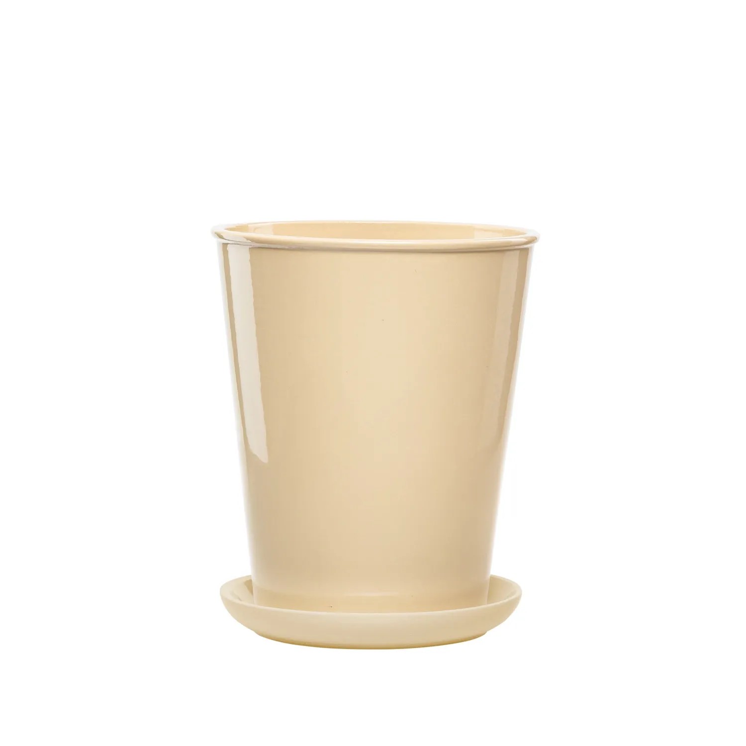 Donica z podstawką Palma kość słoniowa - 22 cm