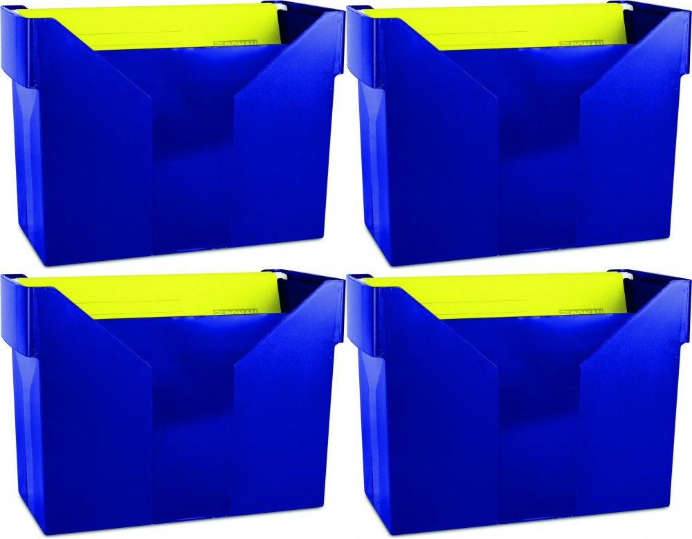 4x Pojemnik na 20 teczek zawieszanych Donau, A4, 330x260x160mm, granatowy