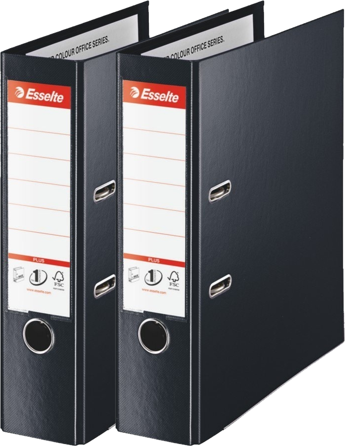2x Segregator A4 Esselte No.1 Vivida Plus, 80mm, do 600 kartek, 30% PP z recyklingu, czarny
