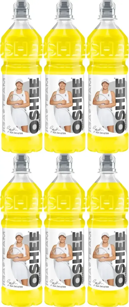 6x Napój izotoniczny Oshee Isotonic Drink Lemon, cytrynowy, butelka PET, 750 ml, KAUCJA