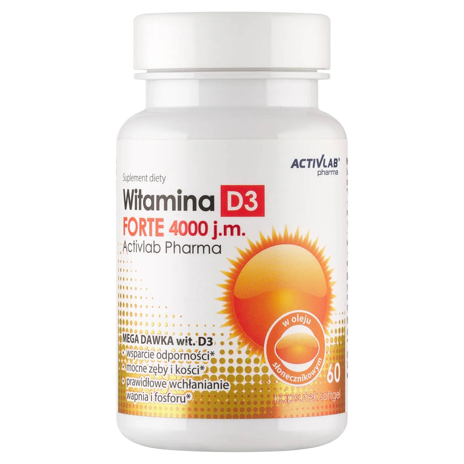 Activlab witamina d3 forte 4000 j.m, 60 kapsułek