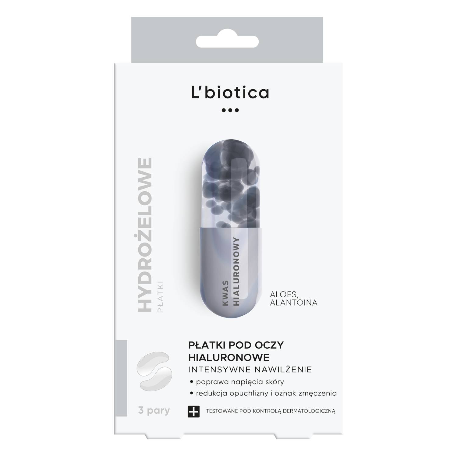 L'biotica - intensywnie nawilżające hialuronowe płatki pod oczy, 3x2 sztuki